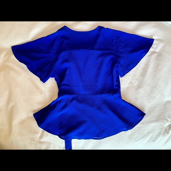 Blue Ruffle Tie Top - Picture 4 of 5
